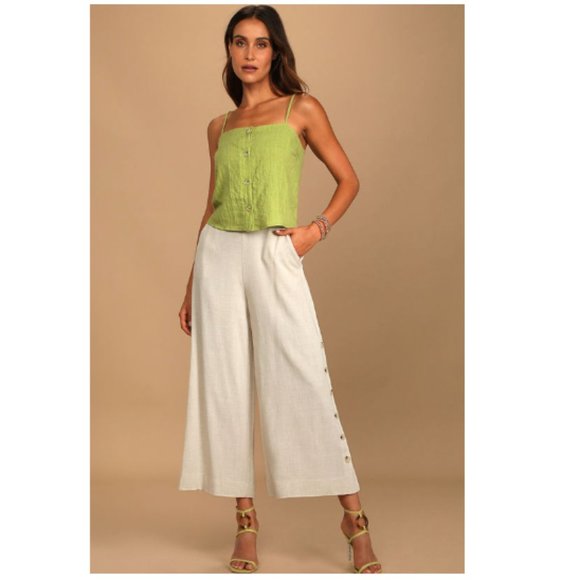 NWT Such Simplicity Lime Green Button-Up Cami Top - Picture 2 of 4